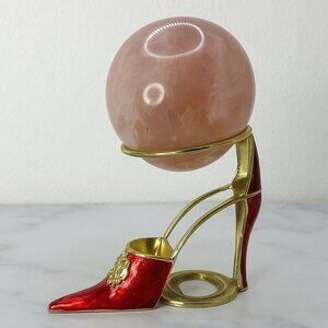 Vintage Brass Metal Scroll Sphere Crystal Ball Stand Orb Stand Crystal Display